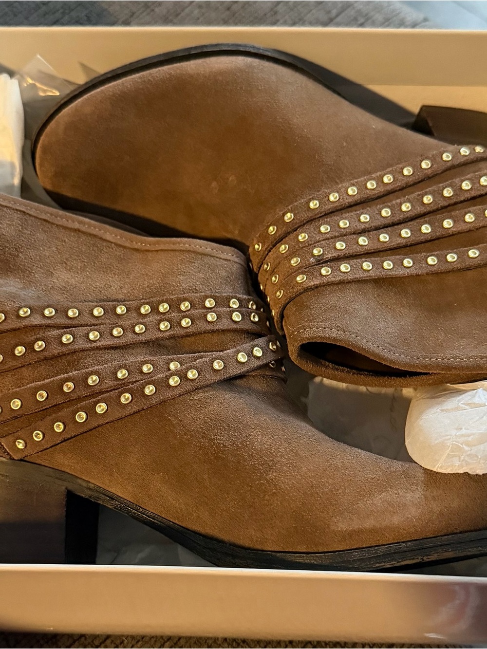 Jessica Simpson Studded Brown Suede Ankle Boots - Women's Fashion Booties size 7